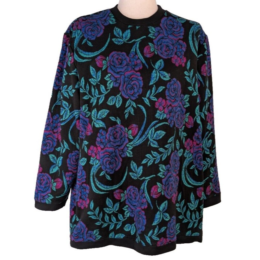 VTG Cape Cod Sportswear Women's XL Foral Pullover Crewneck Sweater